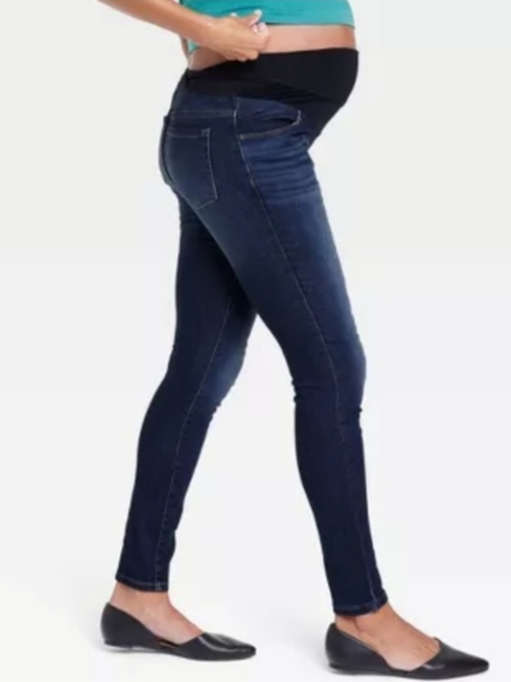 Isabel Maternity by Ingrid & Isabel Dark Blue Skinny Jeans with Black Panel